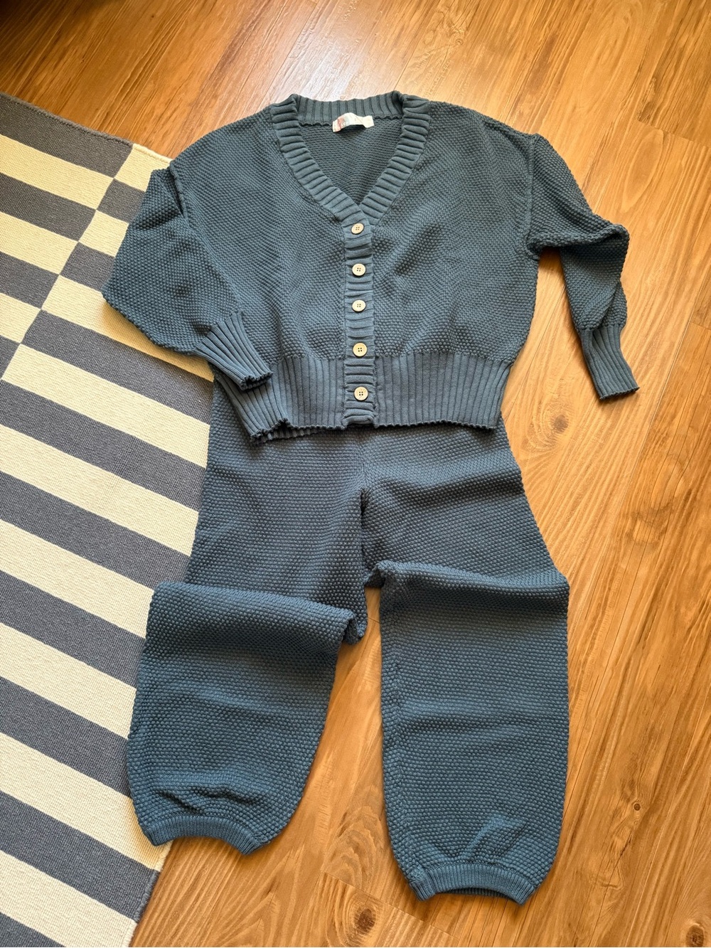 Women's Knit Button-Front Set in Slate Blue